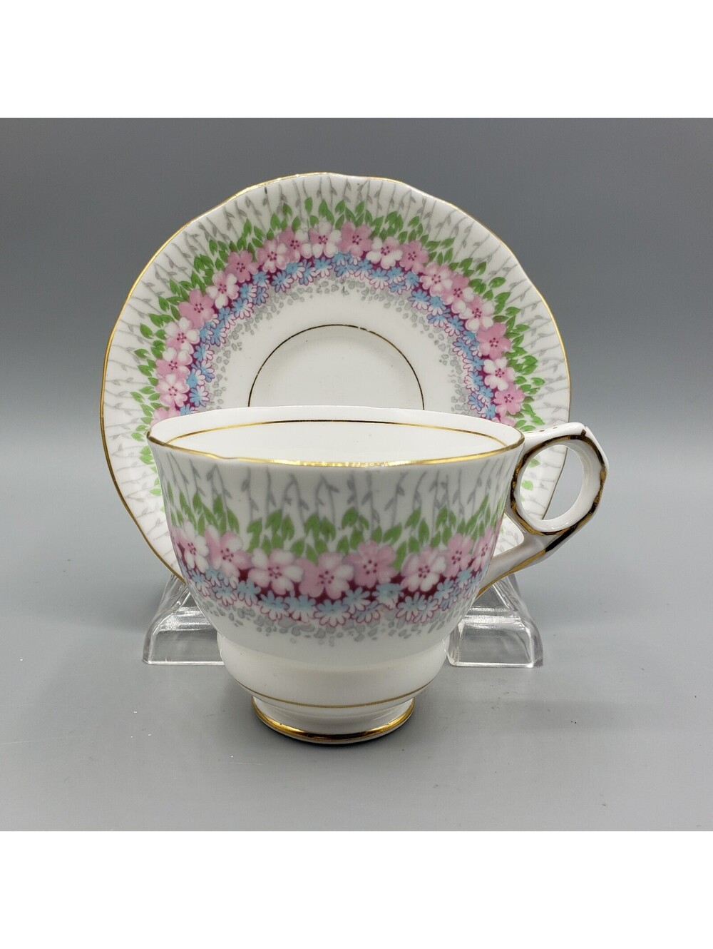 Royal Stafford Teacup & Saucer GLENDALE Petite Flowers England Bone China